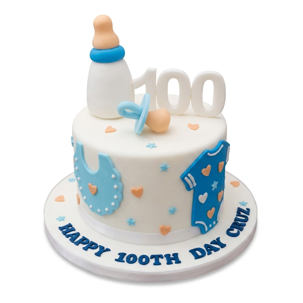 100th Day Baby Boy Celebration Cake