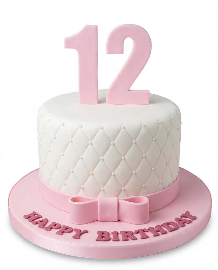 Elegant Quilted Birthday Cake for Her with Custom Age Topper