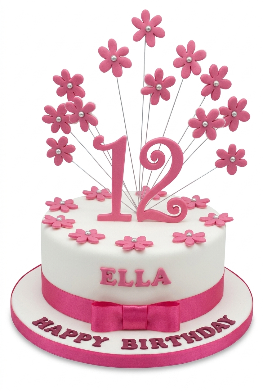 Pink Floral Birthday Cake for Her