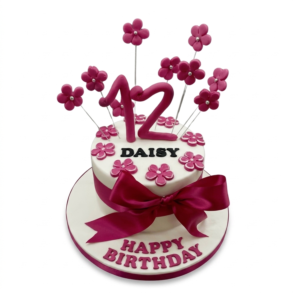 Floral Birthday Cake for Girls with Custom Age Topper
