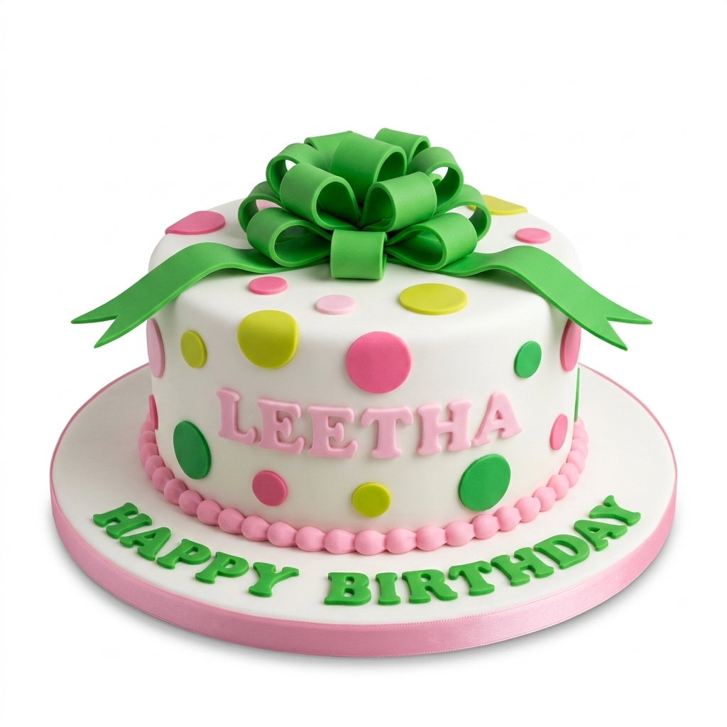 Colourful Polka Dot Kids Birthday Cake with Bow