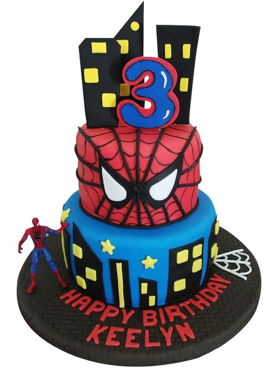 Web Themed Spiderman 3rd Happy Birthday Cake