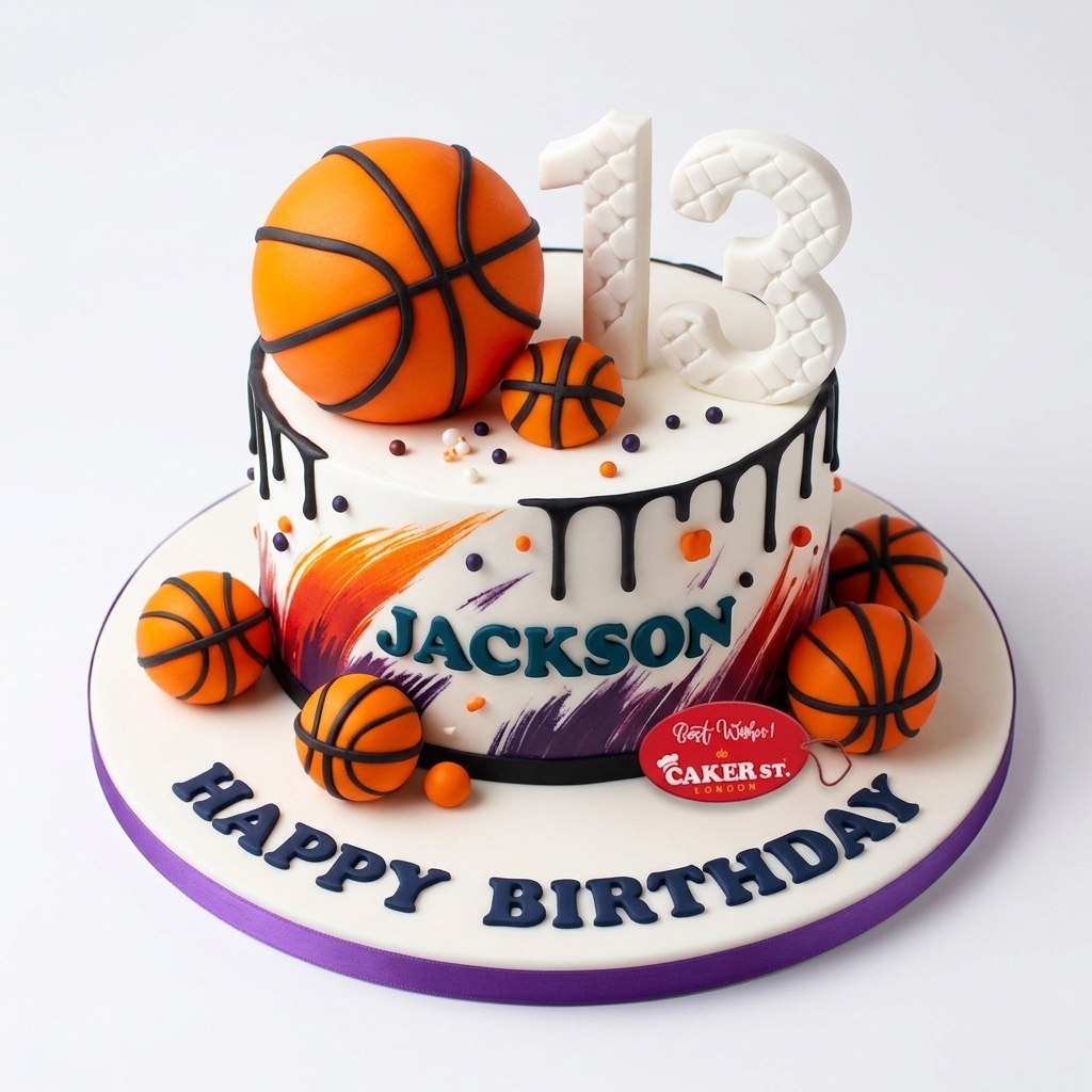 Basketball Drip Birthday Cake for Boys