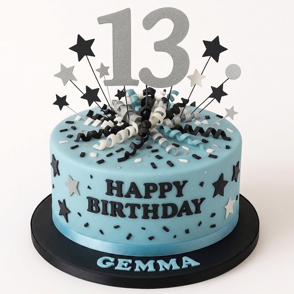 Teenager Birthday Cake with Stars & Confetti