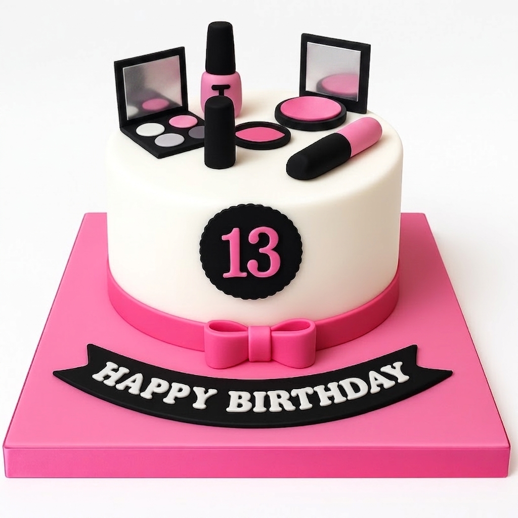 Fashion Makeup Birthday Cake for Girls