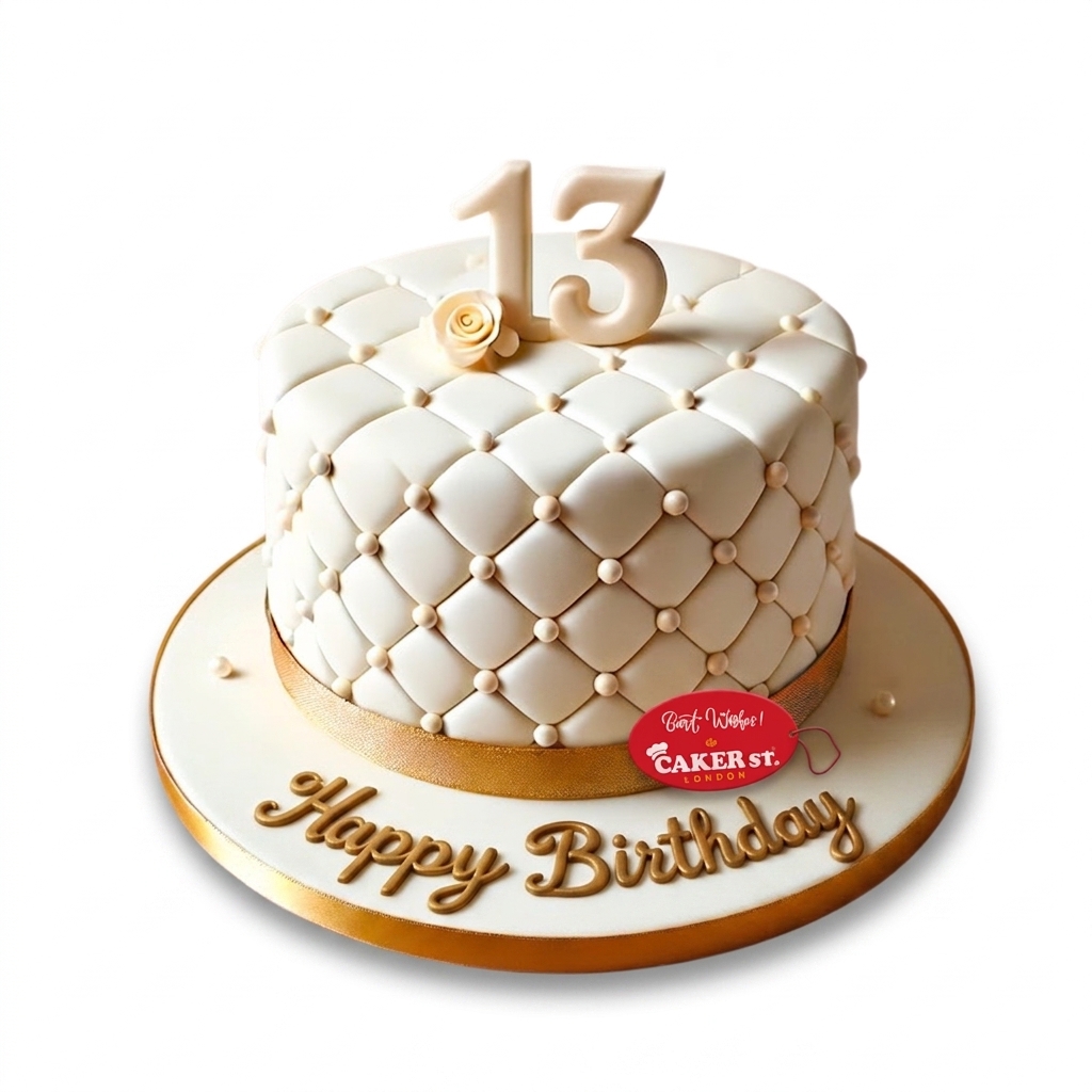 Elegant Quilted Birthday Cake with Custom Age Topper