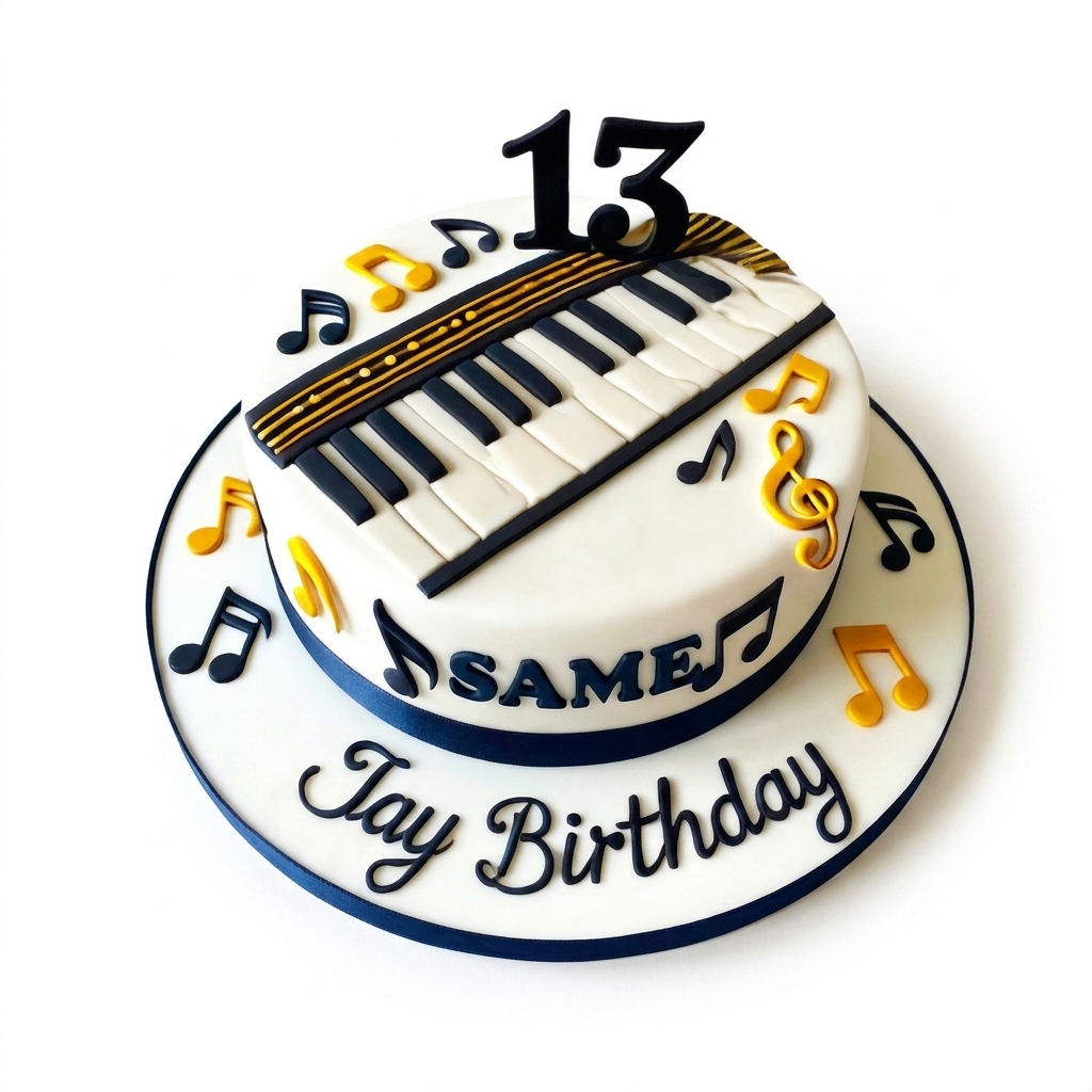 Music Theme Birthday Cake with Custom Age