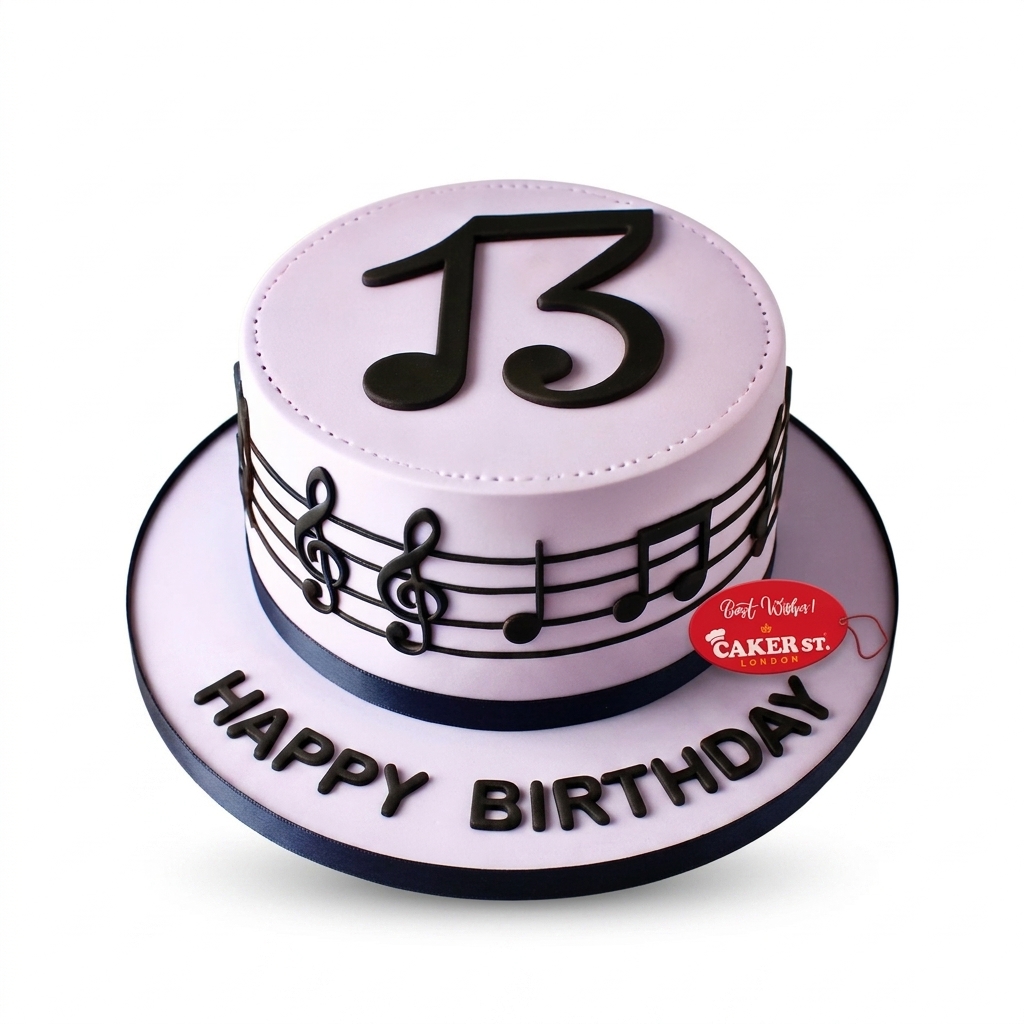 Music Notes Birthday Cake with Custom Age