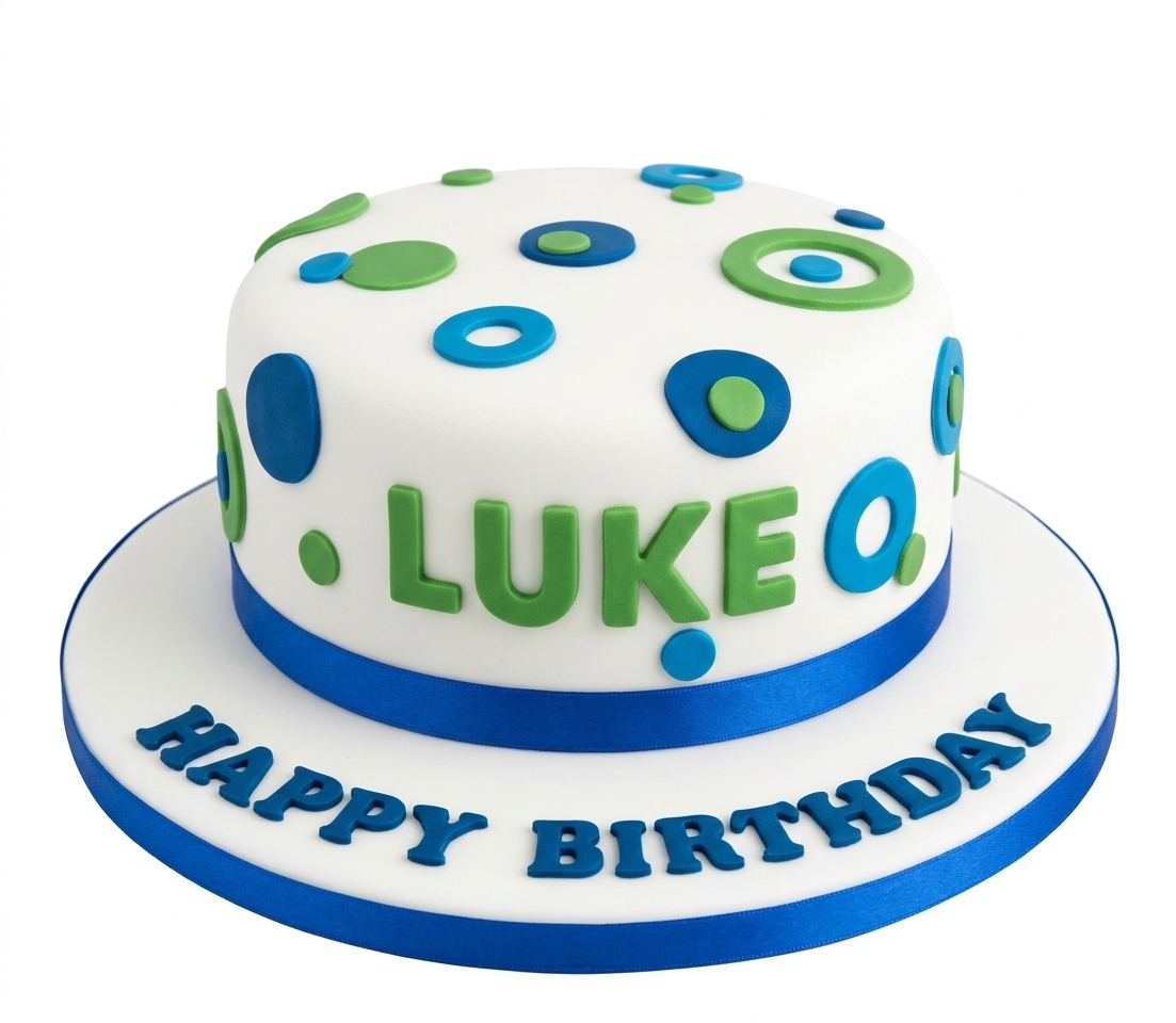 Blue & Green Circles Birthday Cake for Boys