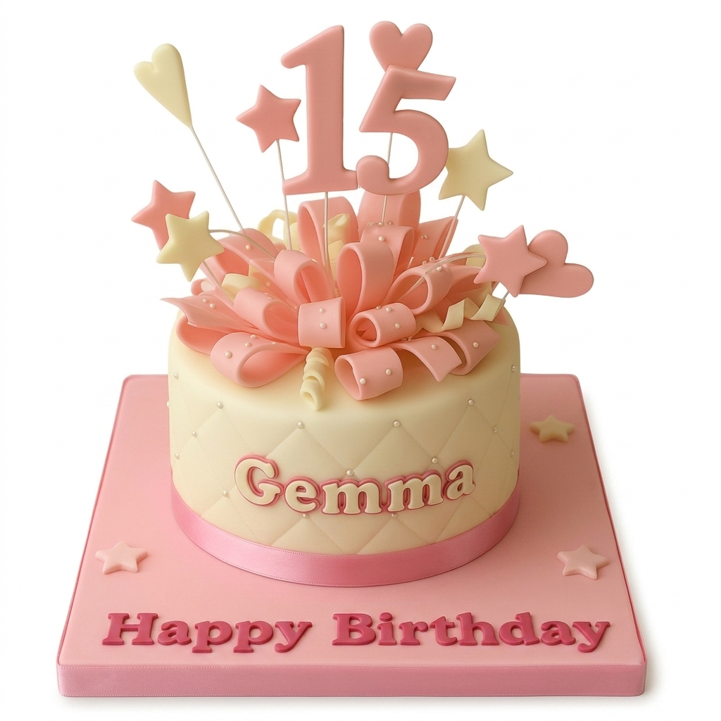 Elegant Pink Bow Birthday Cake for Her