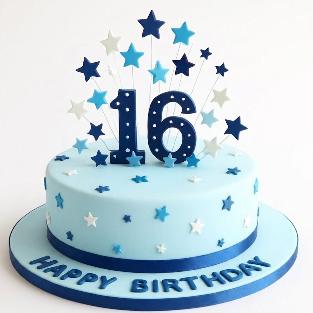 Star Burst Birthday Cake with Custom Age