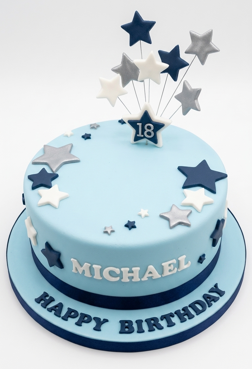 Star Burst Birthday Cake with Custom Age
