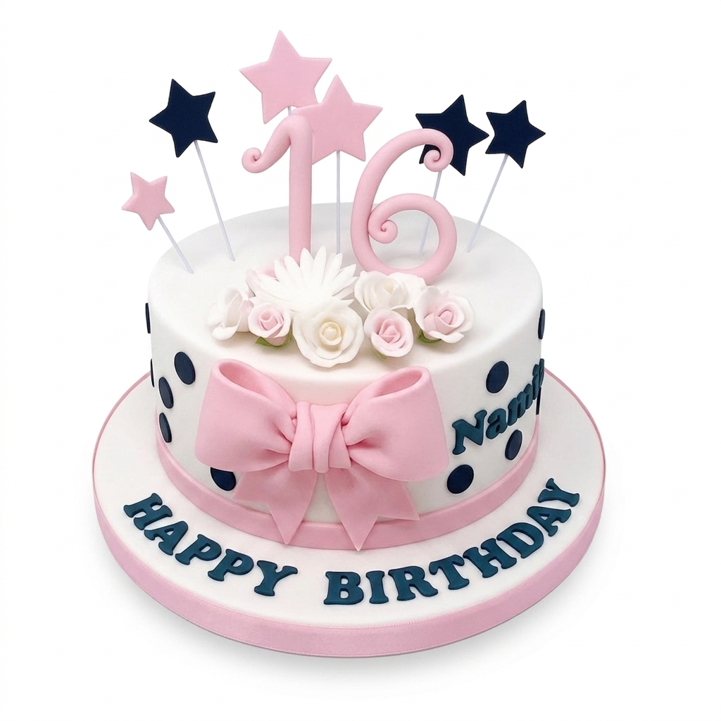 Elegant Floral Birthday Cake for Her with Custom Age