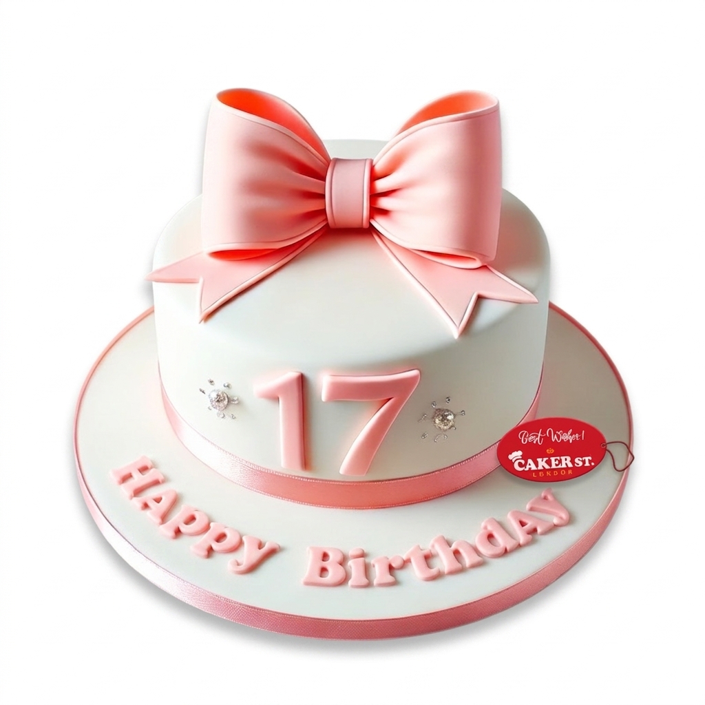 Elegant Pink Bow Birthday Cake