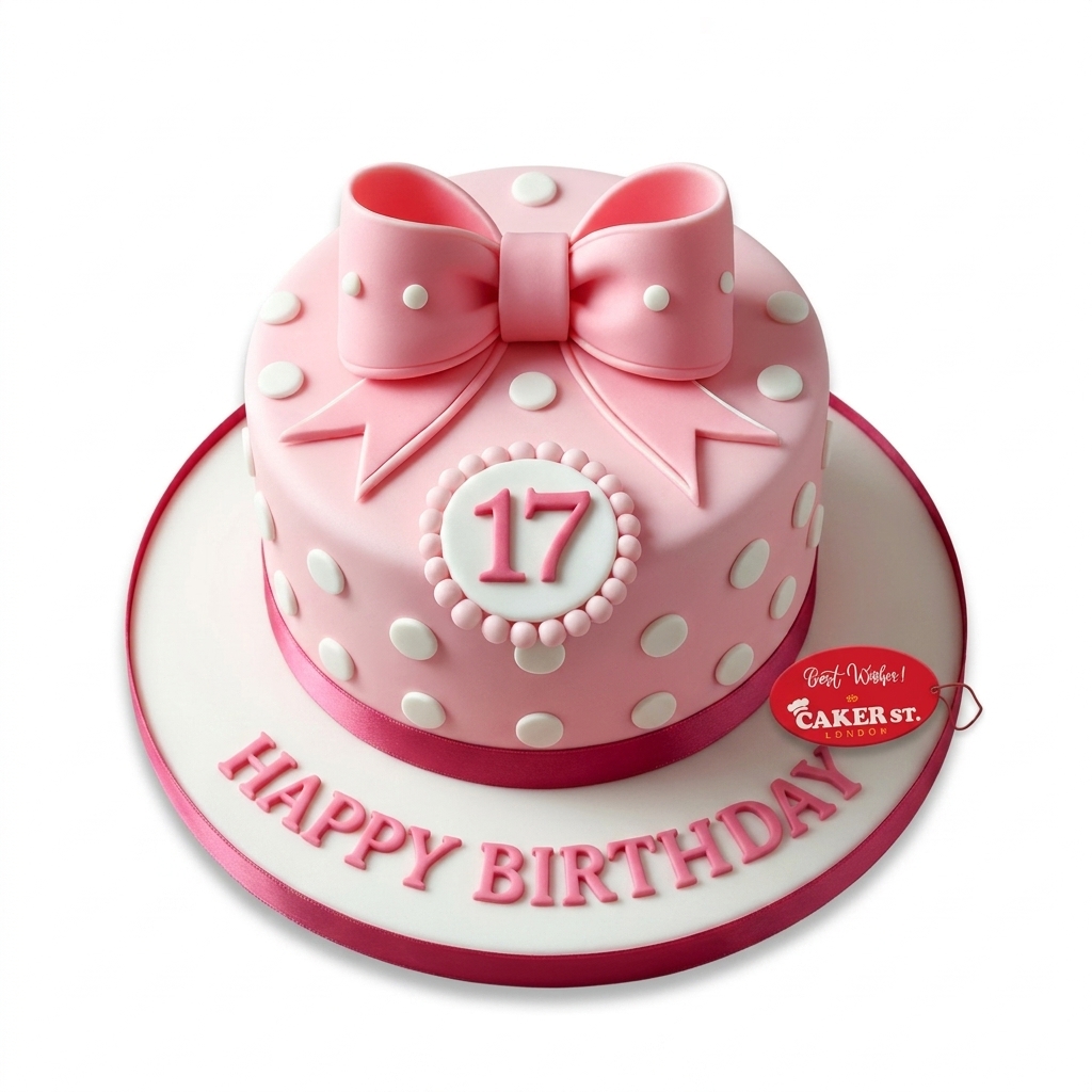 Pink Bow Polka Dot Birthday Cake for Her
