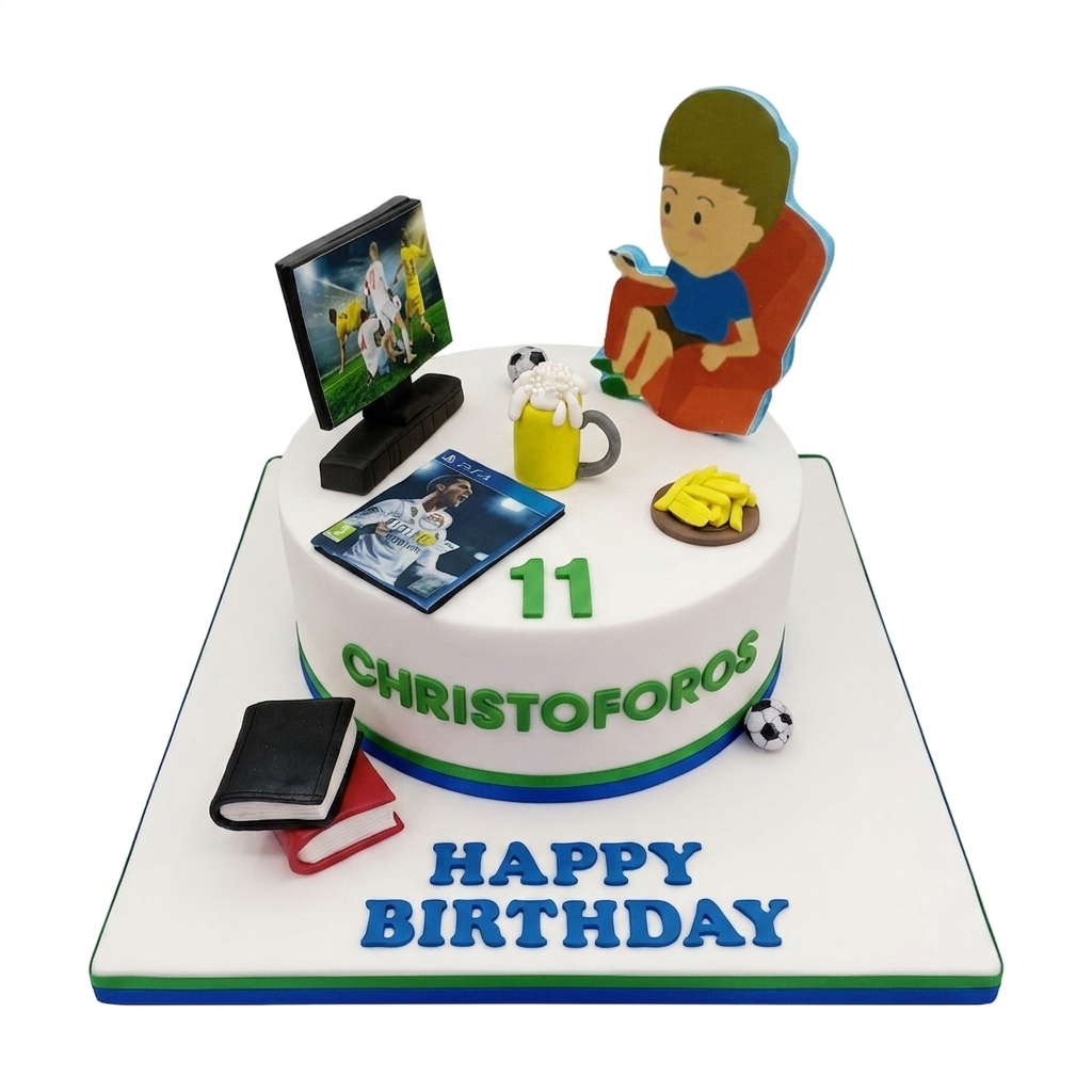 Gaming & Football Birthday Cake for Boys