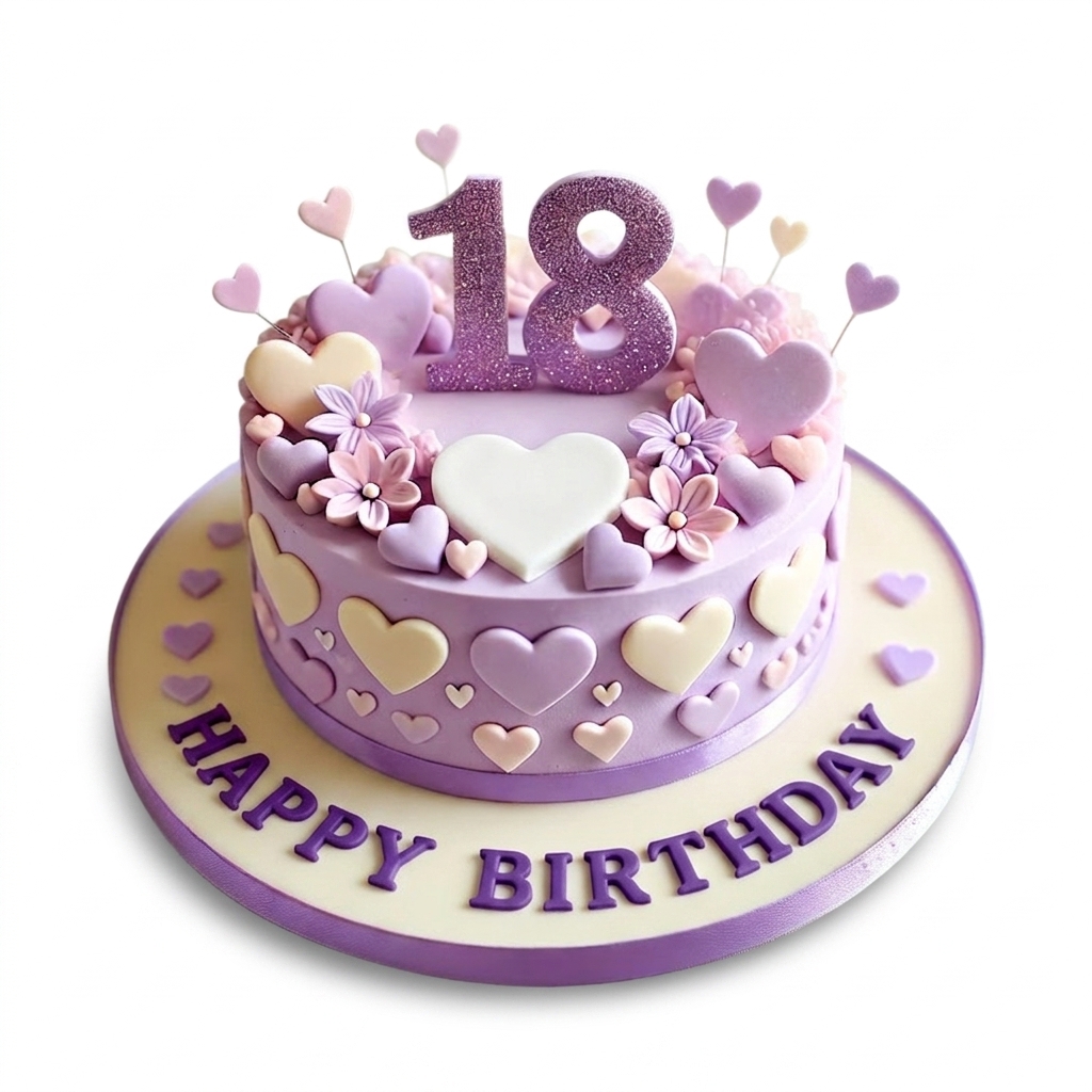 Lavender Floral Heart Birthday Cake for Her