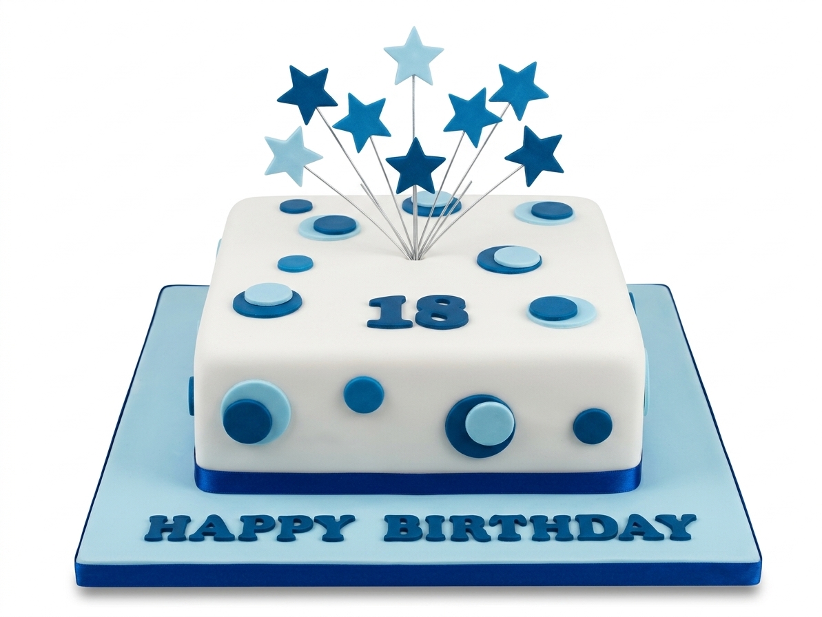 Blue Stars Custom Age Birthday Cake