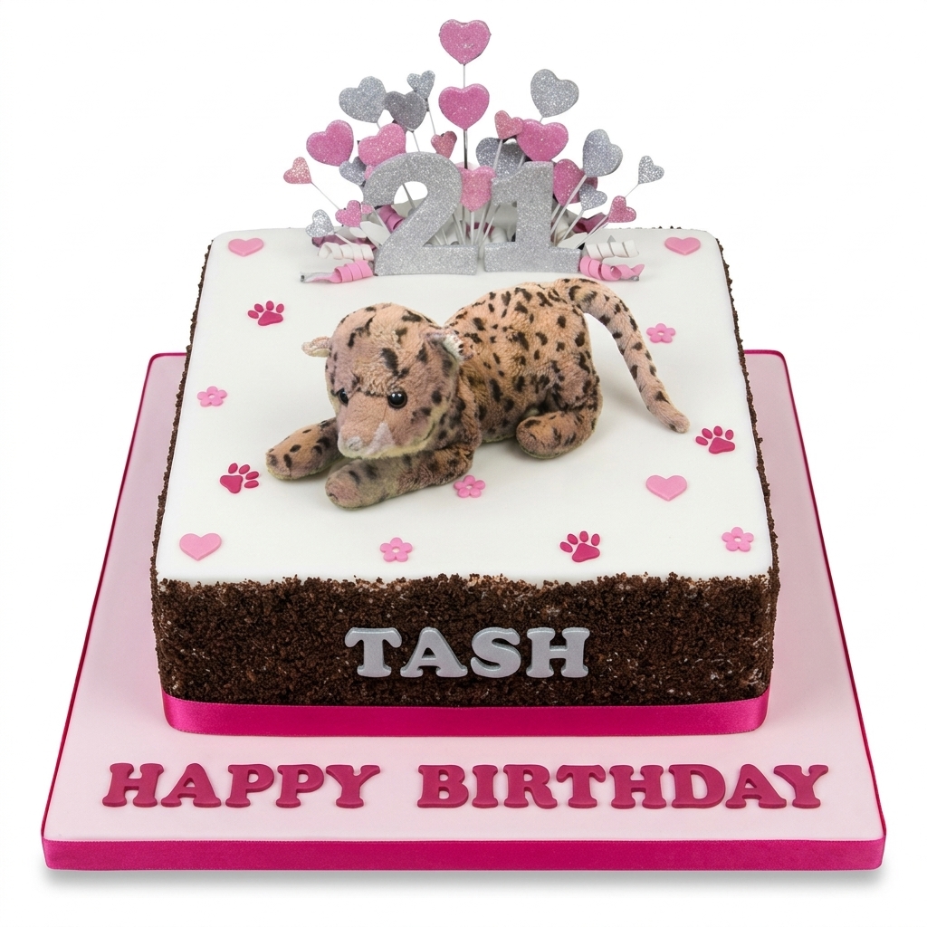 Leopard Print Birthday Cake for Her
