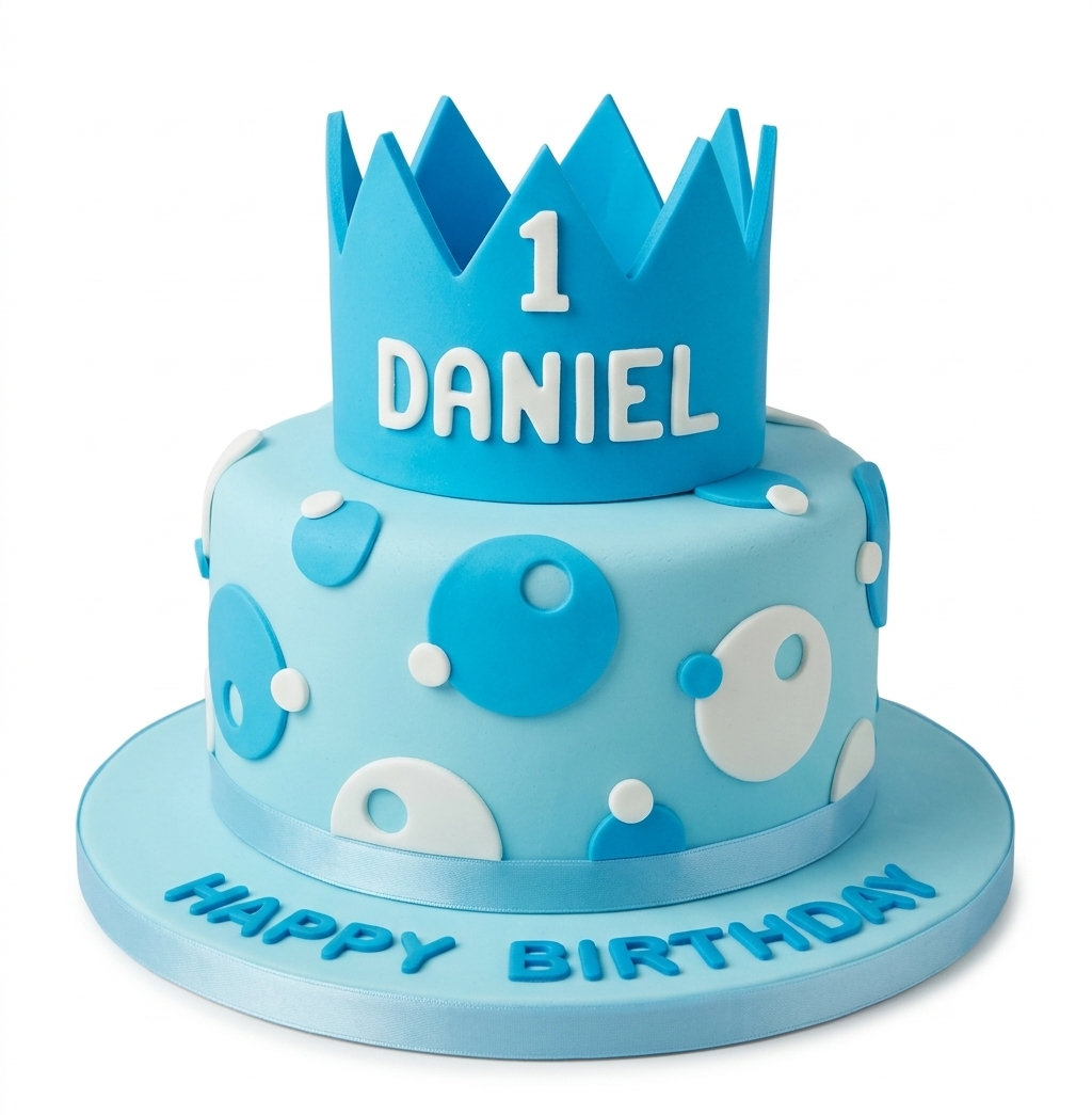 Blue Crown Birthday Cake for Boys