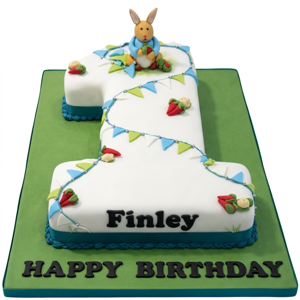 1st Birthday Rabbit Garden Cake