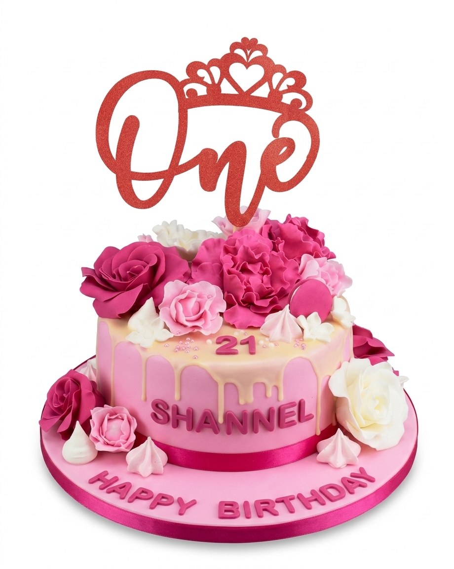 Floral Drip Birthday Cake for Her with Custom Age