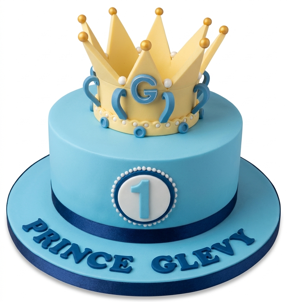 Prince Crown 1st Birthday Cake for Boys