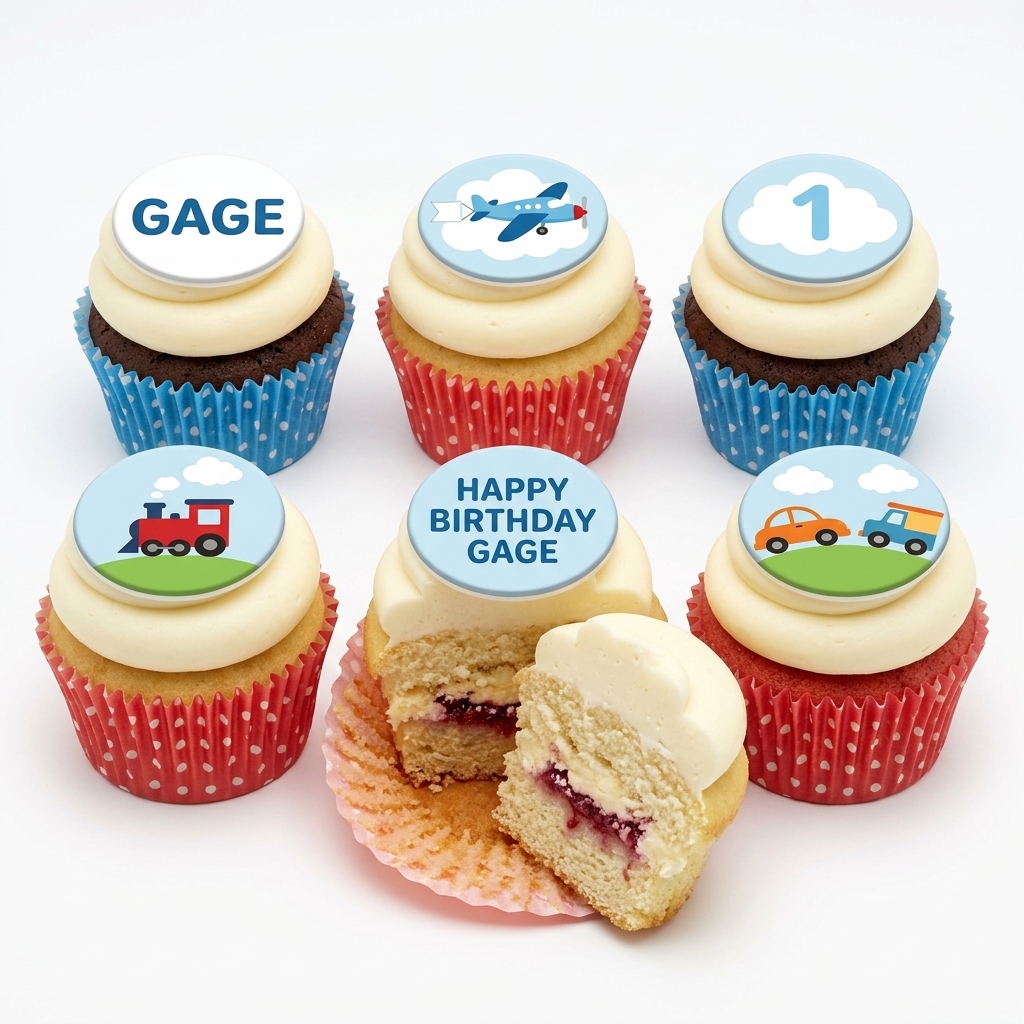 Kids Transport Theme Birthday Cupcakes