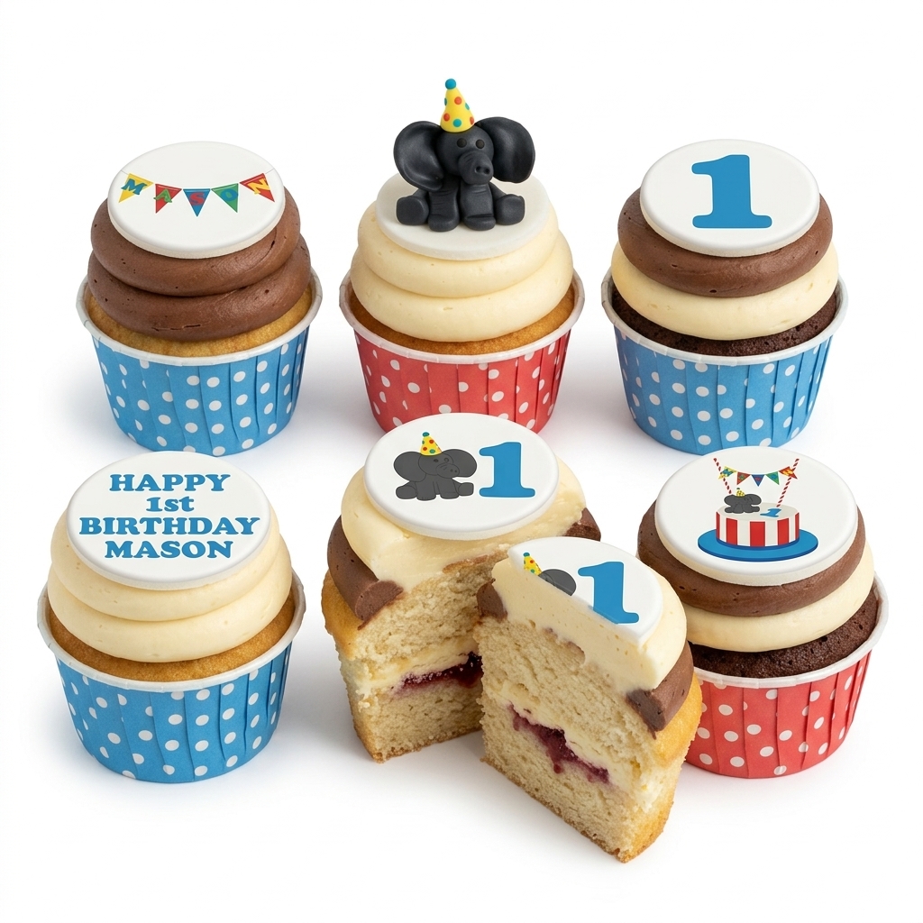 Elephant 1st Birthday Cupcakes for Boys