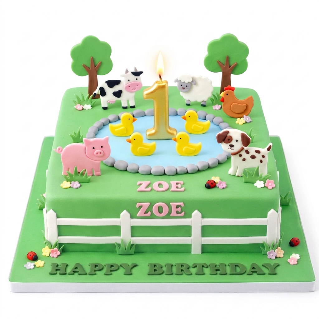 Farm Animal Birthday Cake