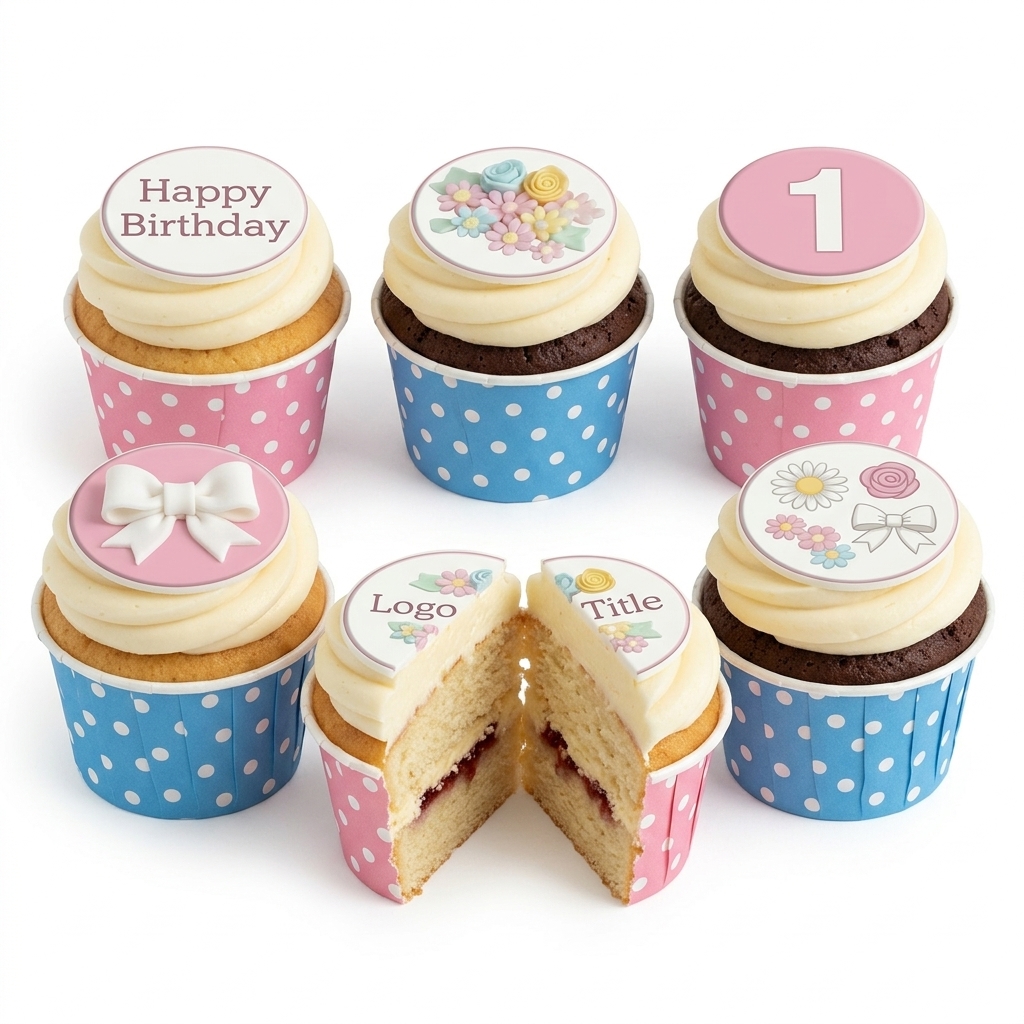 Delicate Floral & Bow Birthday Cupcakes