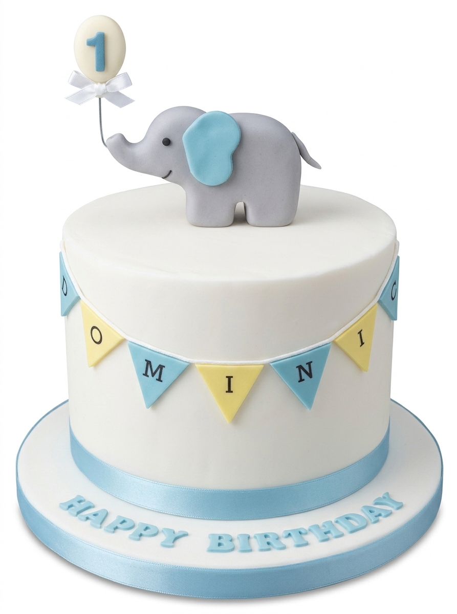 Baby Elephant Birthday Cake for Boys