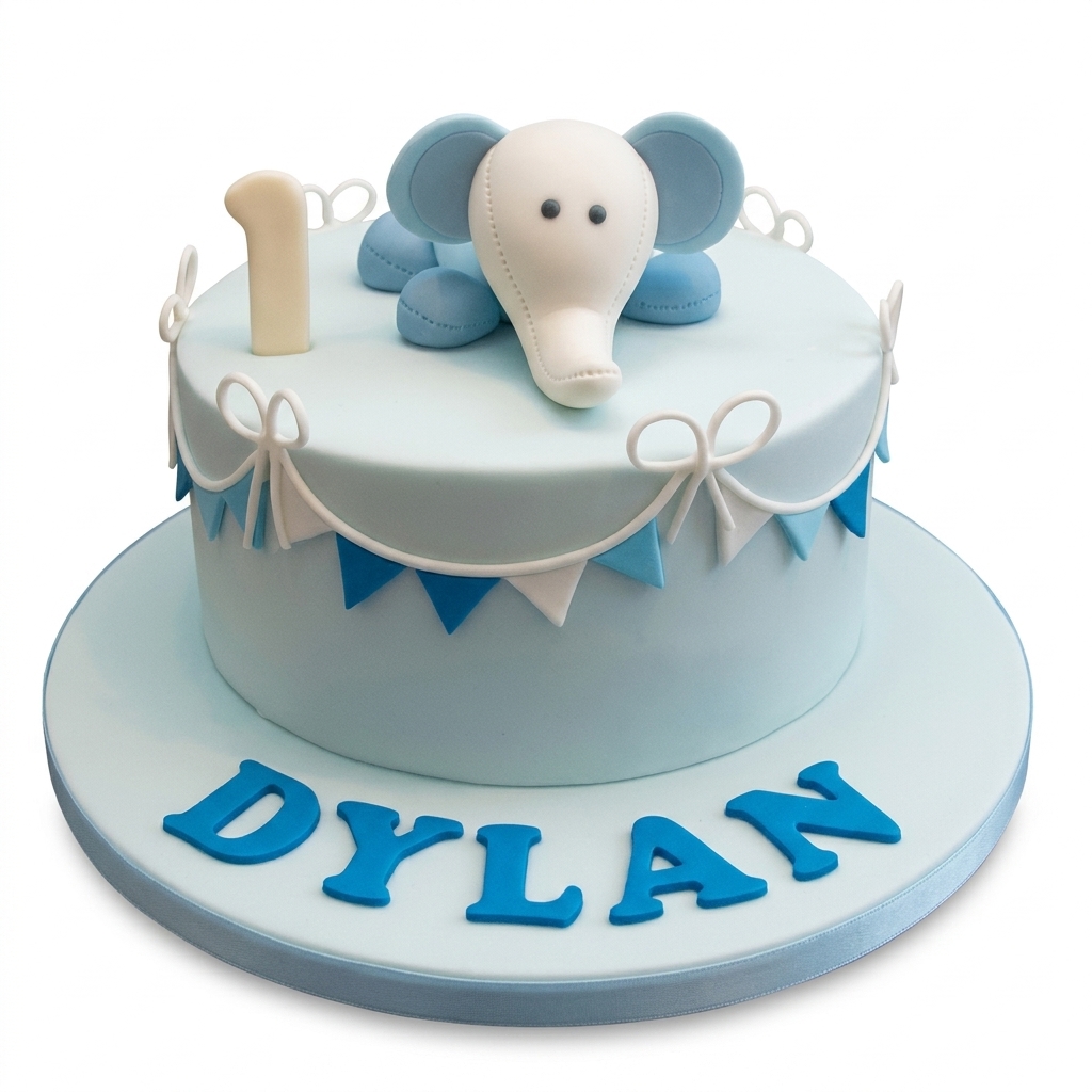 Elephant 1st Birthday Cake for Boys