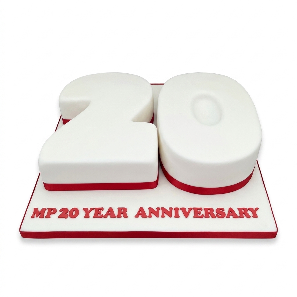 Elegant 20th Anniversary Number Cake