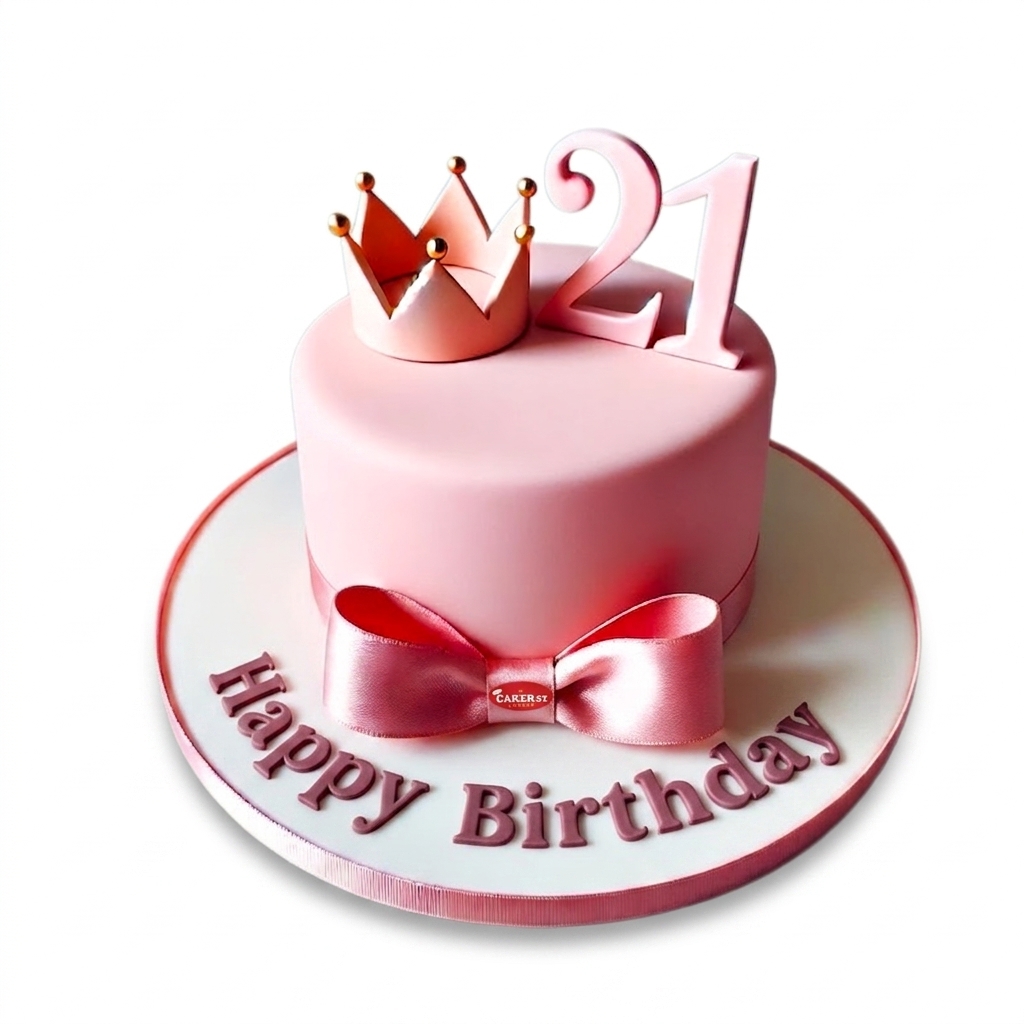 Elegant Pink Crown Birthday Cake For Her