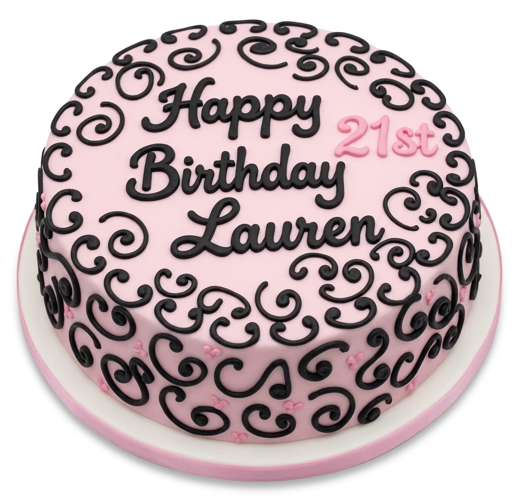 Elegant Pink Swirls Birthday Cake for Her