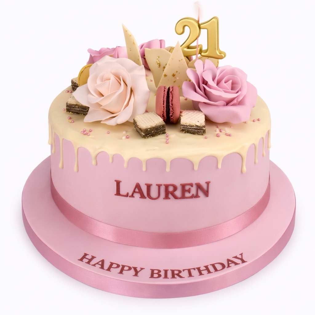 Floral Drip Birthday Cake for Her with Custom Age