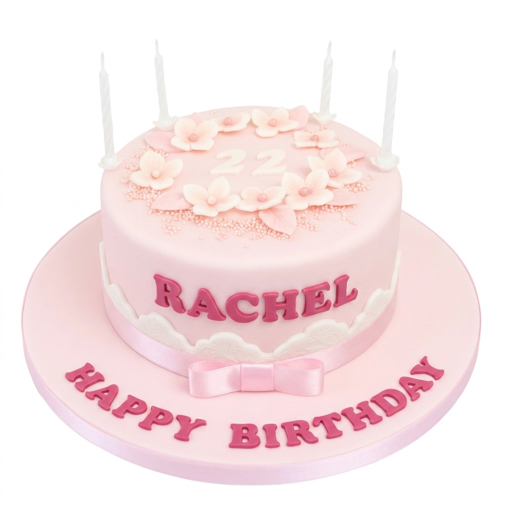 Pink Floral Birthday Cake for Her with Custom Age