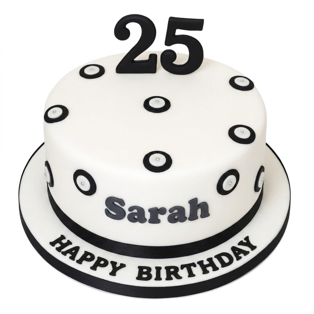 Elegant Black & White Birthday Cake with Custom Age