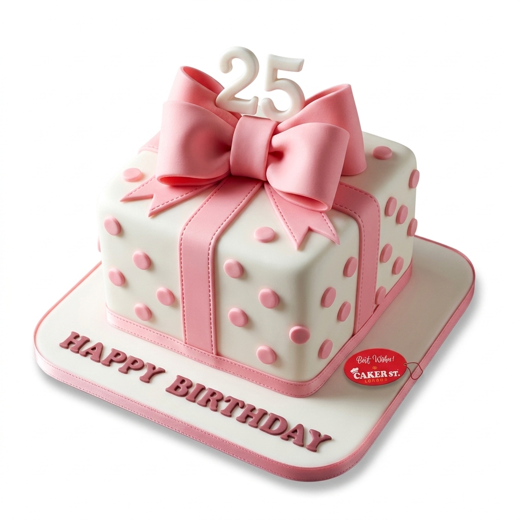 Elegant Pink Gift Box Birthday Cake for Her