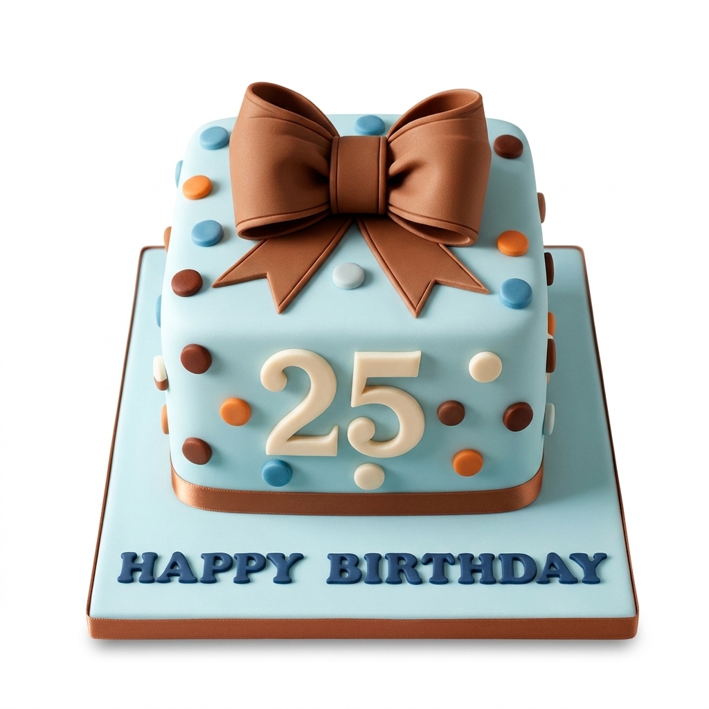 Elegant Bow & Polka Dot Birthday Cake