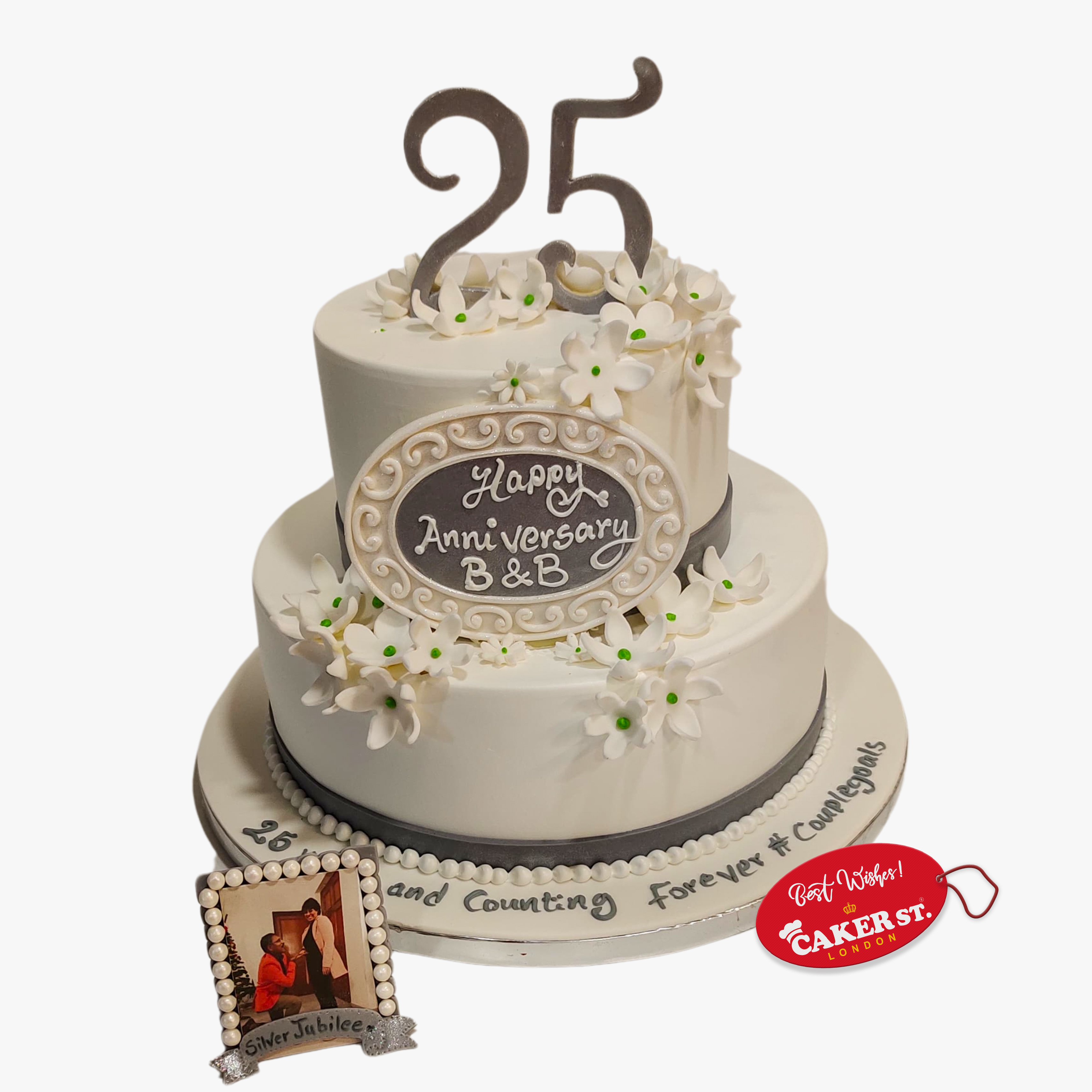 25th Silver Anniversary Cake for Her