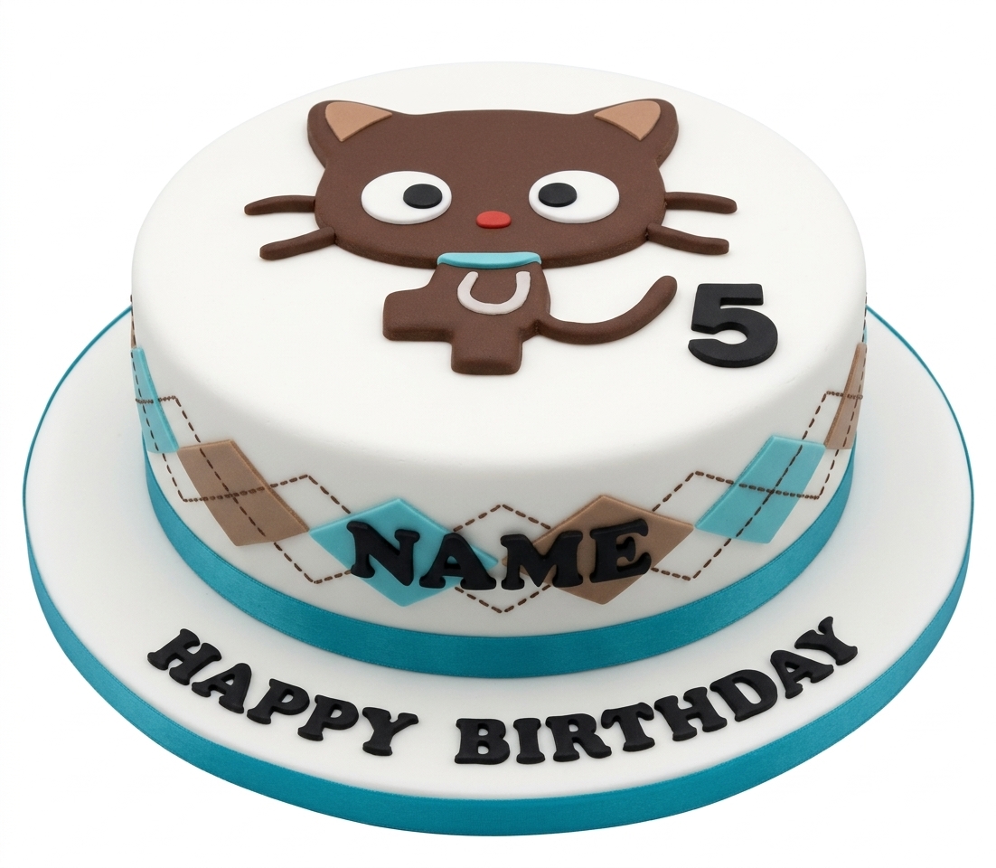 Cat Theme Kids Birthday Cake with Custom Age