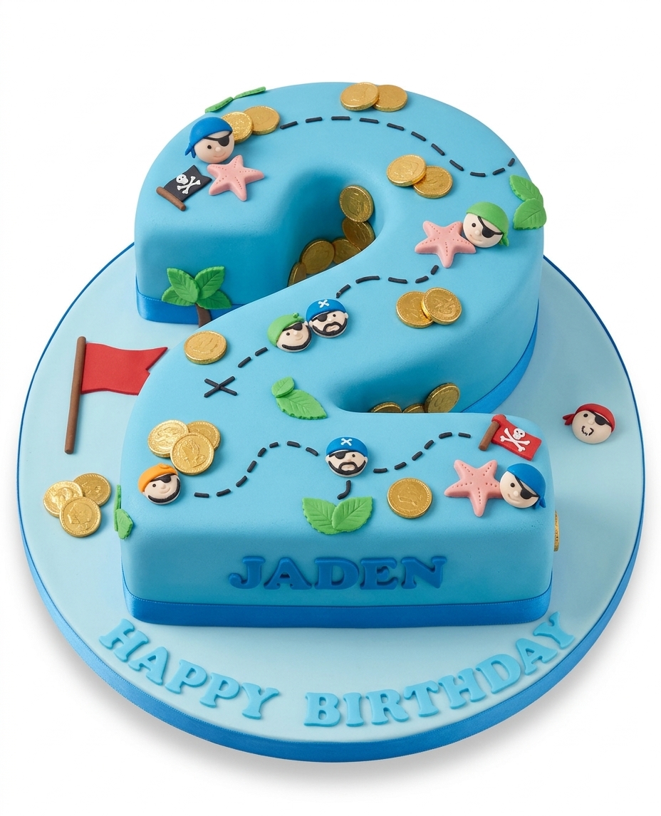 Pirate Treasure Map Number Birthday Cake