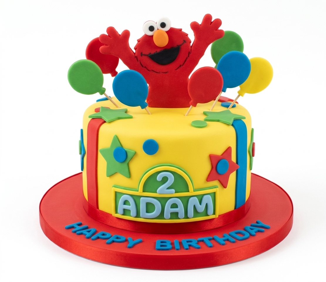 Elmo Birthday Cake with Custom Age & Name