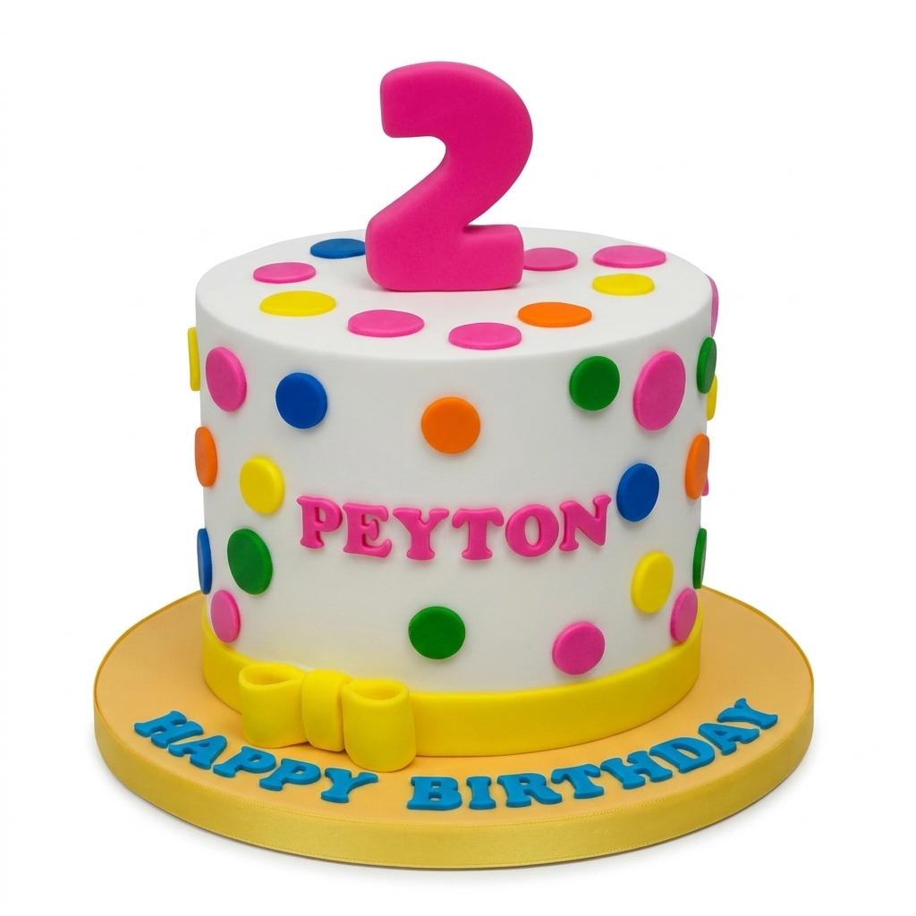 Colourful Polka Dot Kids Birthday Cake