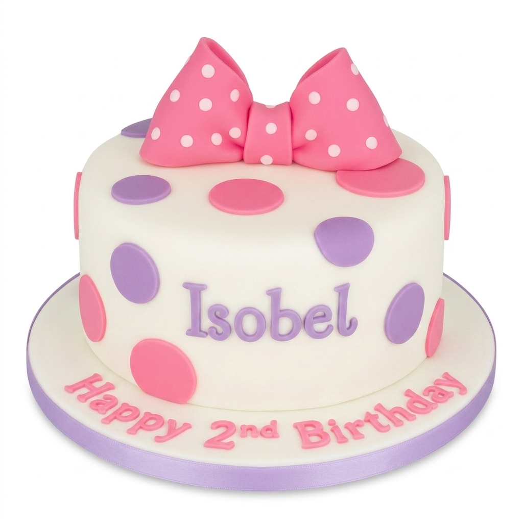 Polka Dot & Bow Birthday Cake for Girls