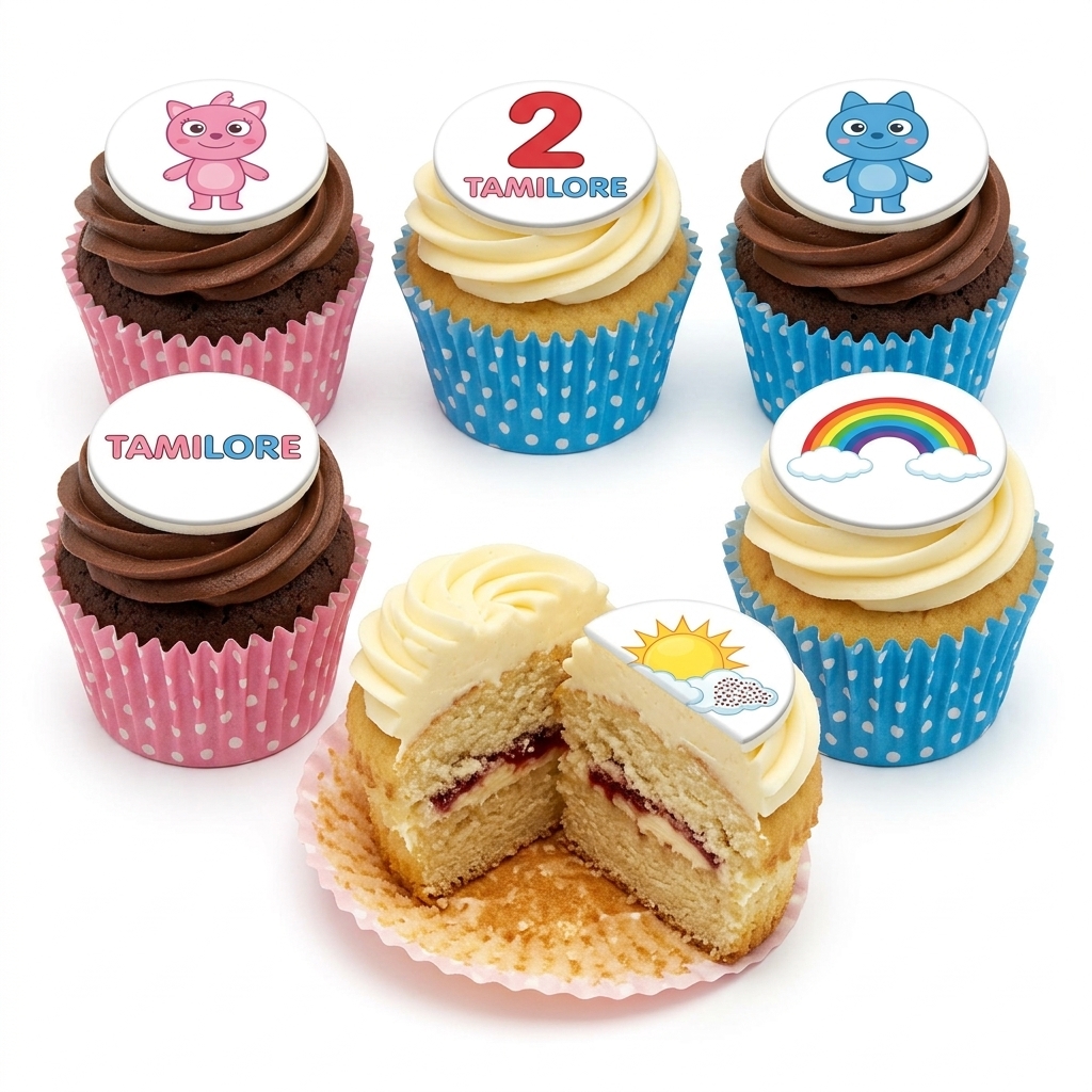 Fun Cartoon Kids Birthday Cupcakes