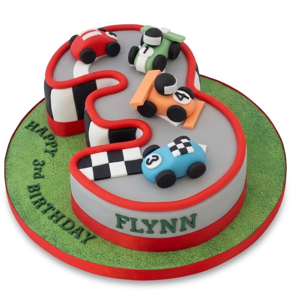 Racing Car Birthday Cake with Custom Age