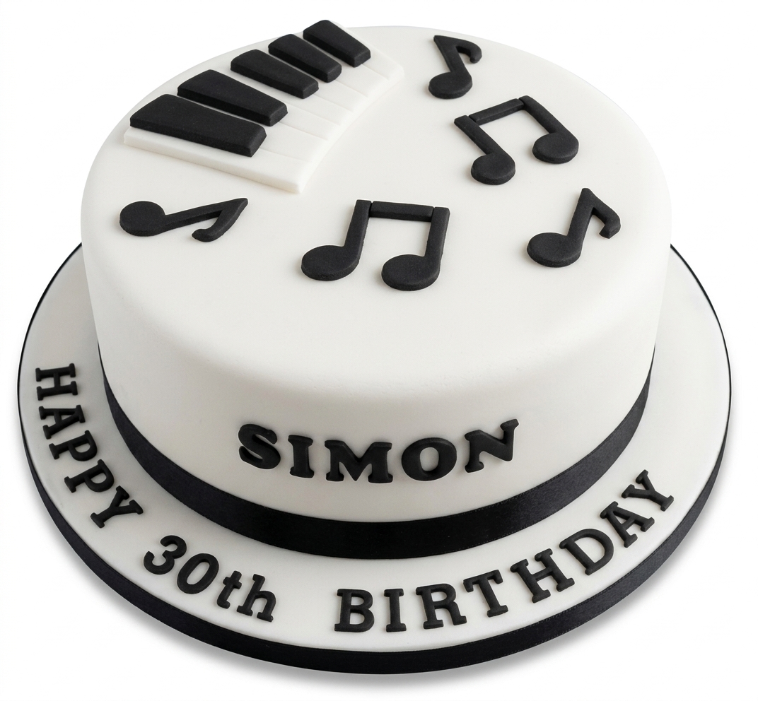 Music Theme Birthday Cake with Piano Keys